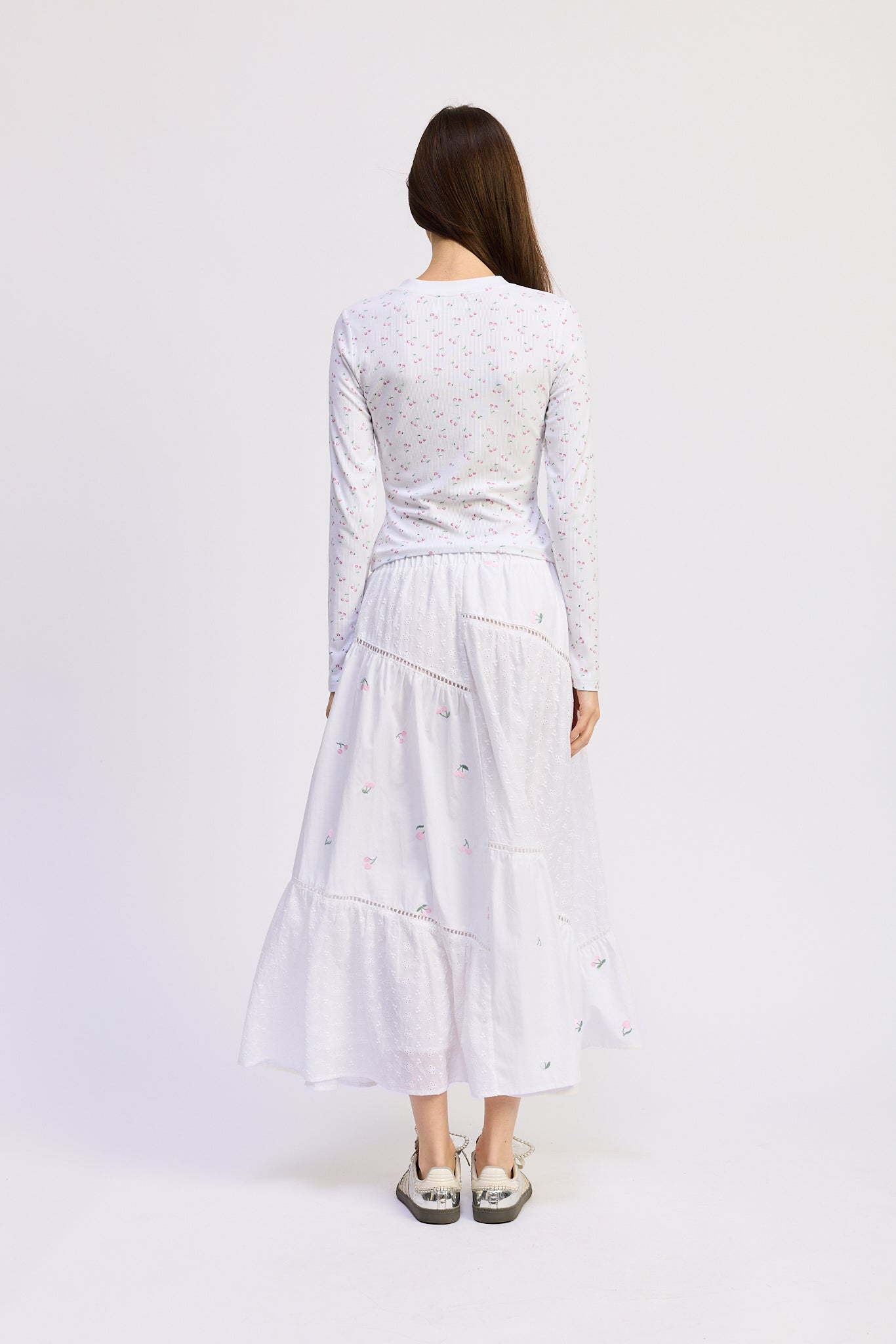 Cherie Mixed Media Midi Skirt
