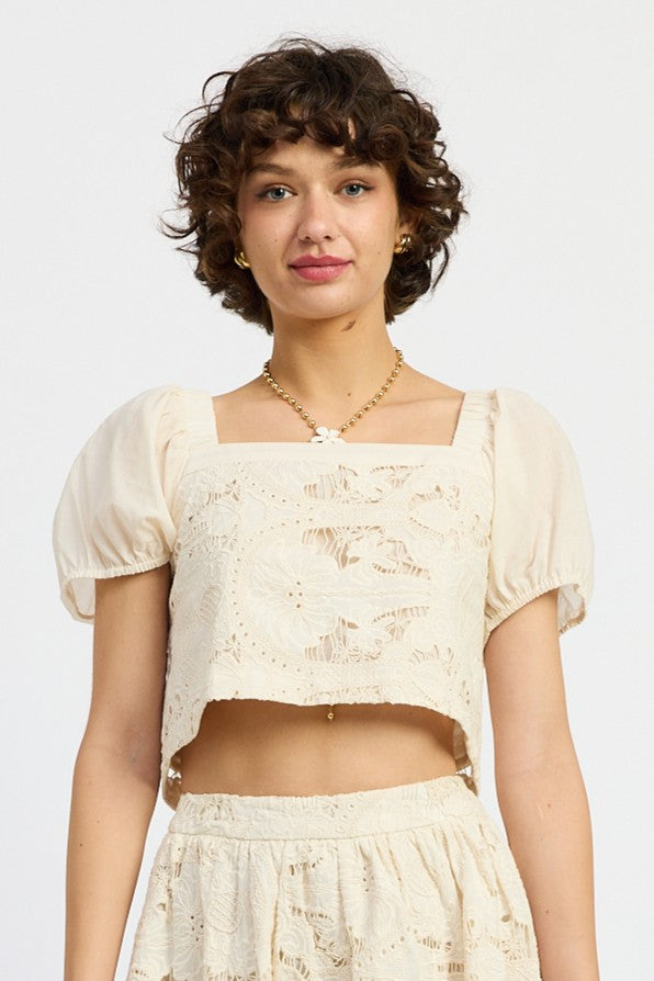 Celina Mixed Media Top