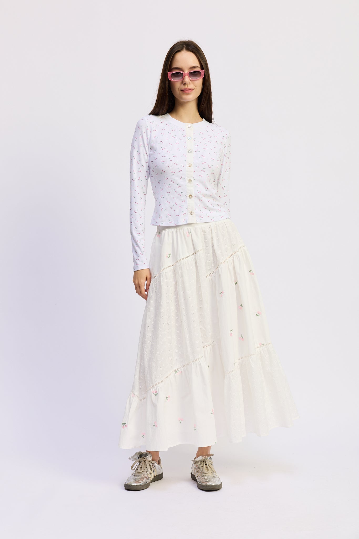 Cherie Mixed Media Midi Skirt