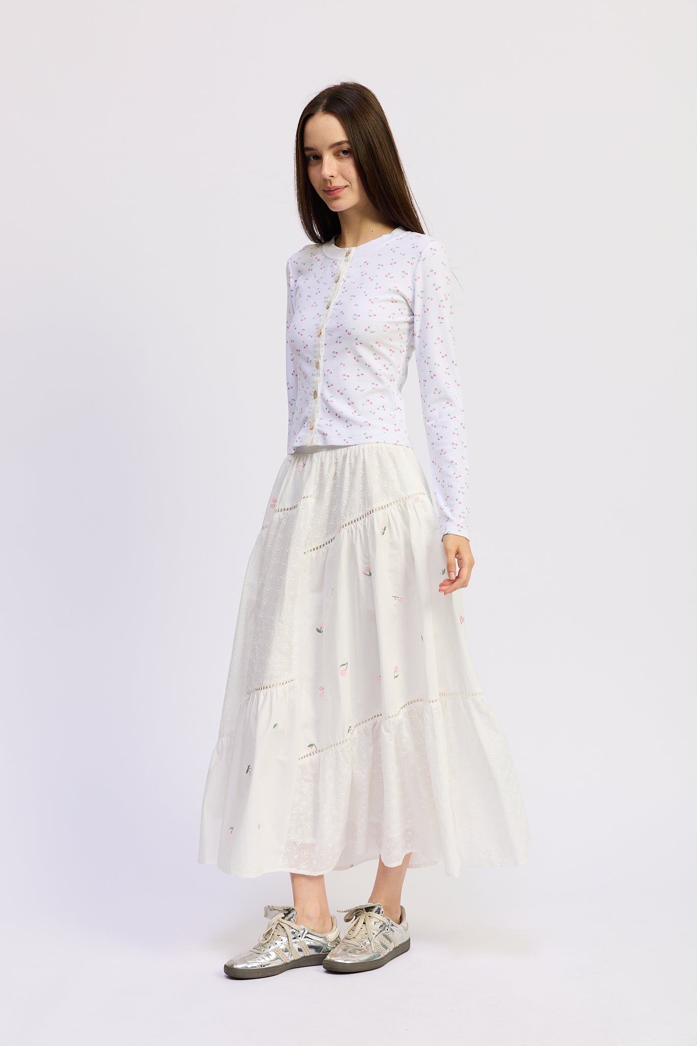 Cherie Mixed Media Midi Skirt