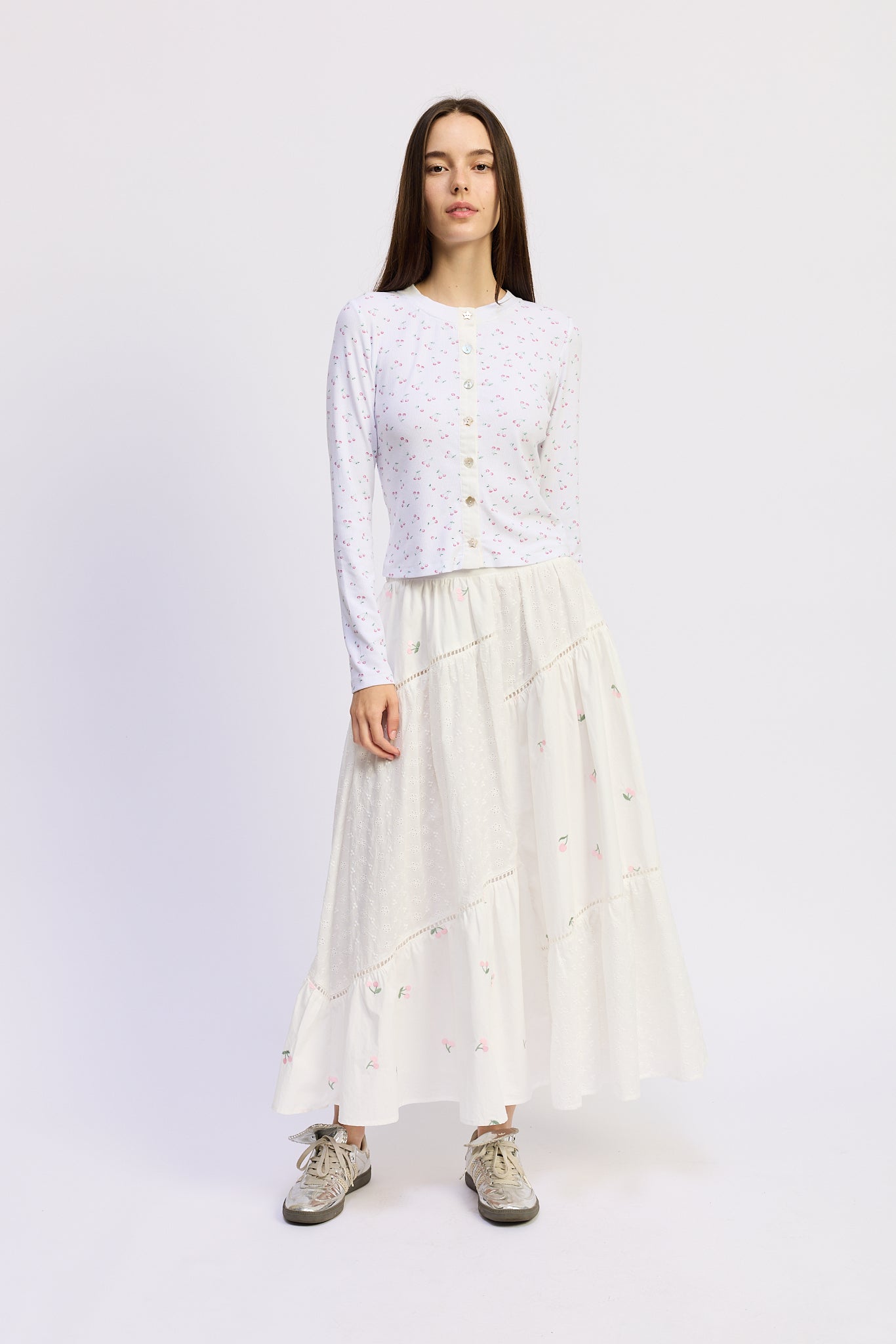 Cherie Mixed Media Midi Skirt