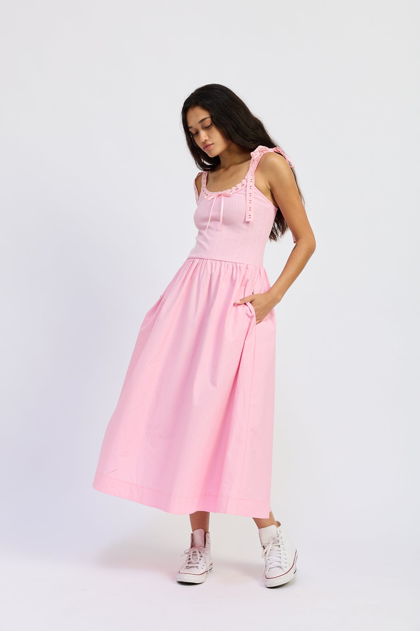 Elle Mixed Media Midi Dress