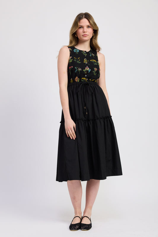 Lia Mixed Media Midi Dress